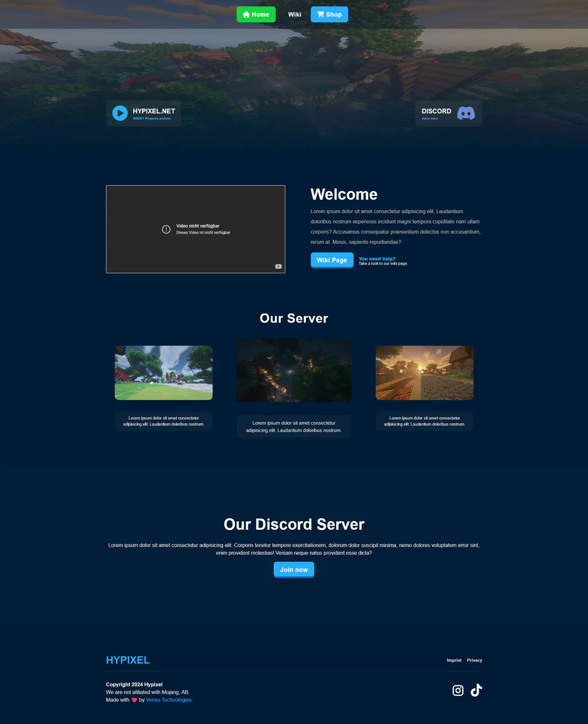 Premium Website Template (FREE DOWNLOAD) - MinecraftWebsites by Venxu™ Collective