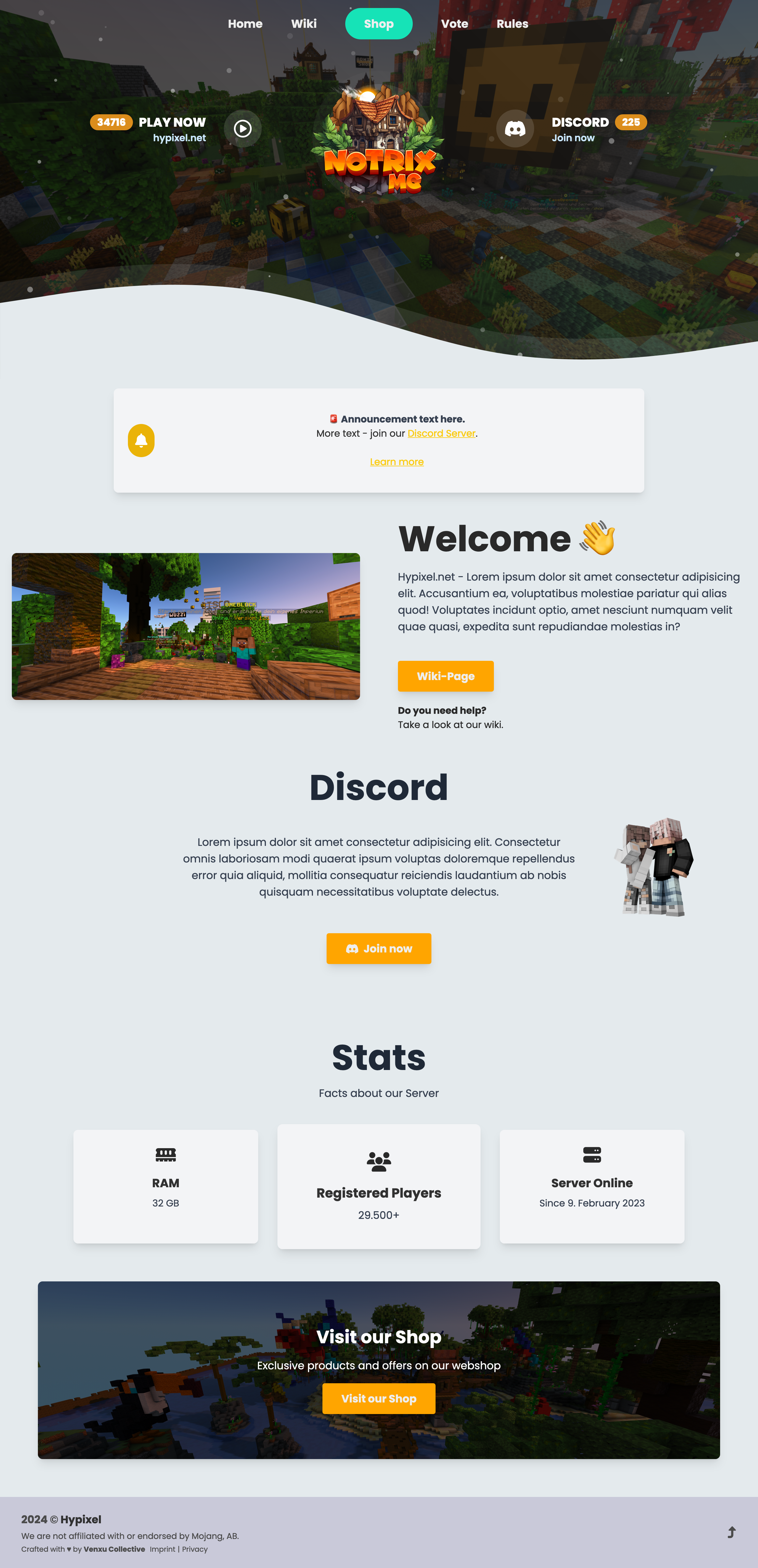 Enterprise Website Template 2.0 - MinecraftWebsites by Venxu™ Collective